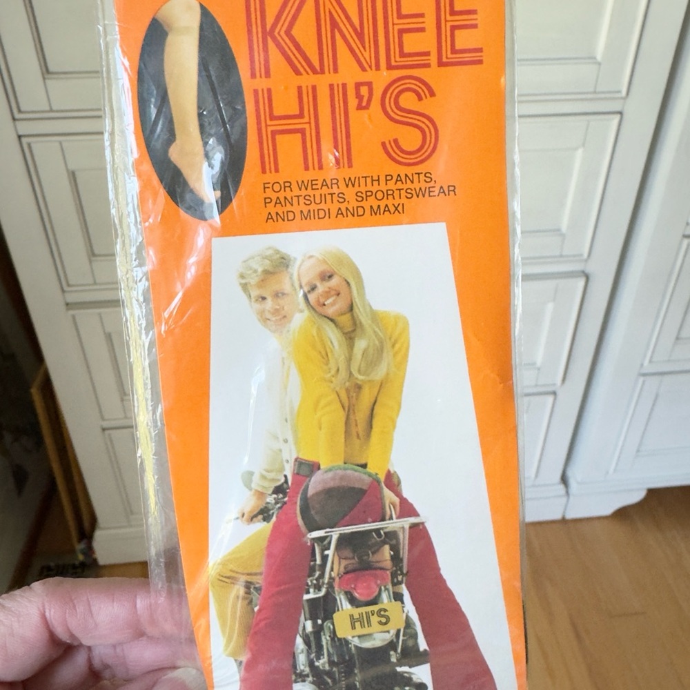 Vintage 1970’s Knee-Hi's Hosiery in Bright Orange Packaging
